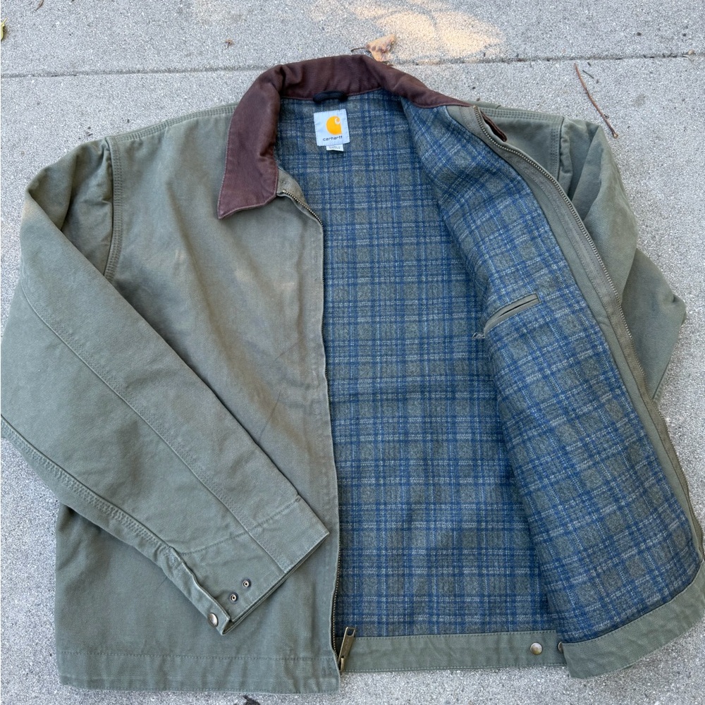 Vintage Carhartt Detroit Jacket J97 MOS Green Medium - Picture 5 of 6